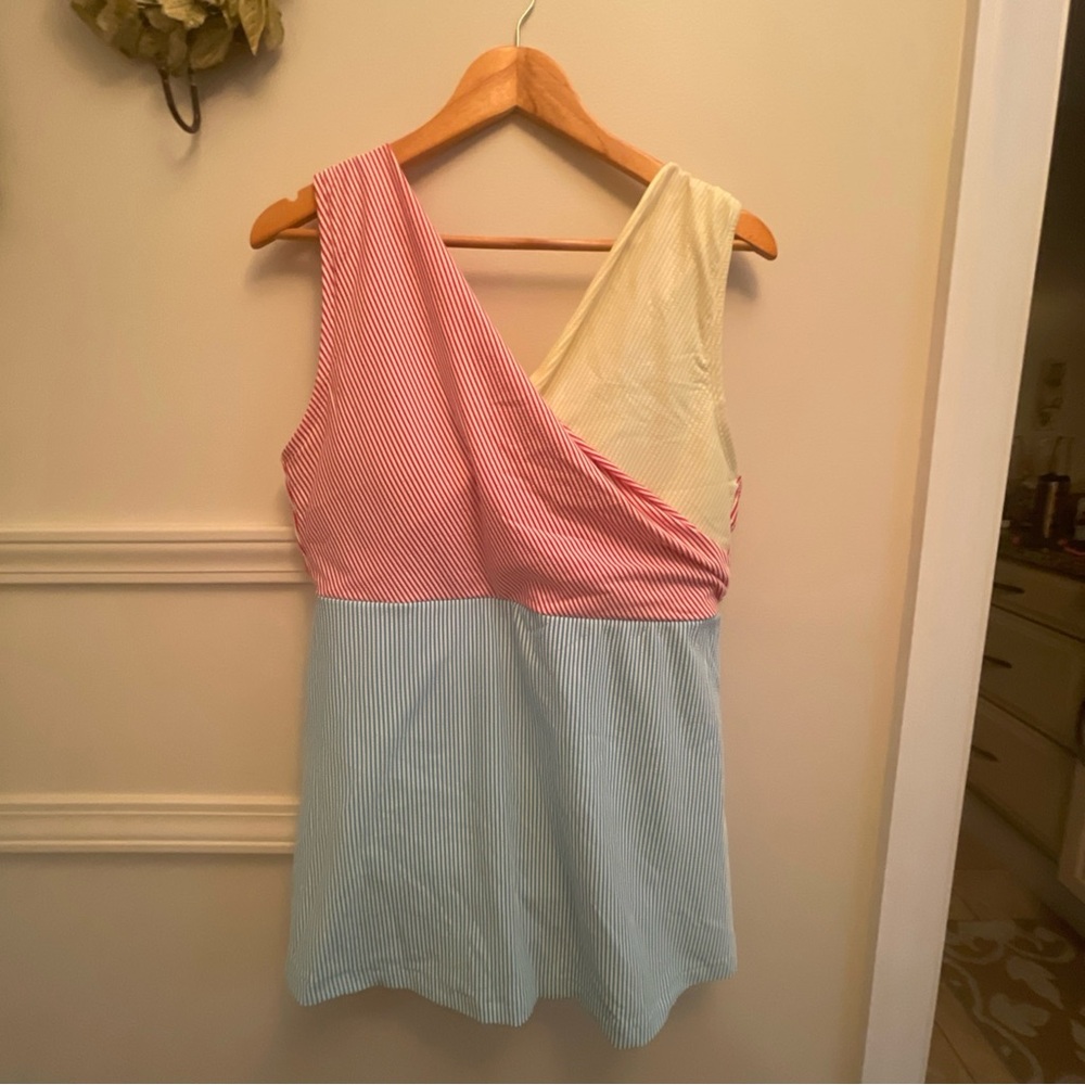 Lands’ End Swim Dress Size 16 Seersucker Stripe. EUC